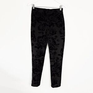 NEW Joseph Ribkoff Amelia Slim Fit Black Floral Flocked Skinny Pants